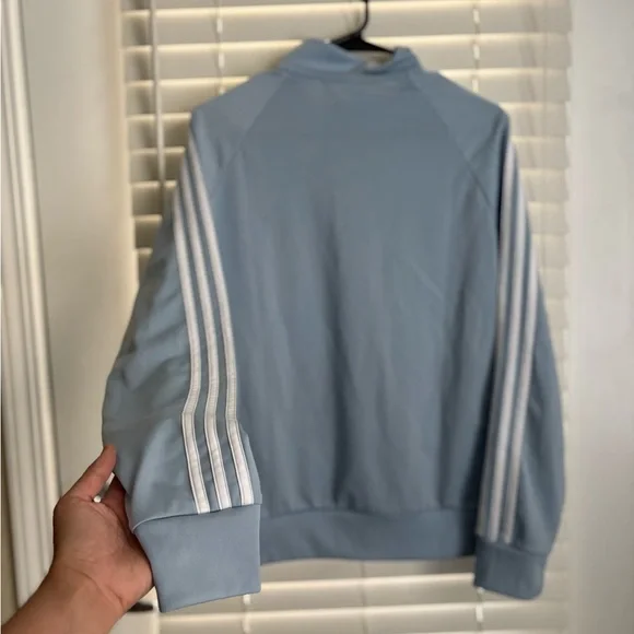 Adidas Athletic Track Jacket Classic Full Zip Wonder Blue Lightweight Large - Picture 6 of 6